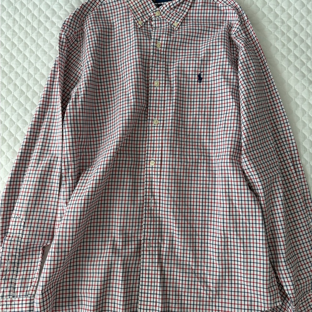 Ralph Lauren Red and Blue Checked Button-Down Shirt
